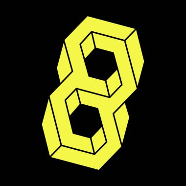 Optik yanılsama. İmkansız şekiller, vektör. Escher paradoksu. Optik sanat objesi. Geometrik şekiller. 