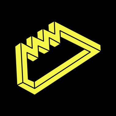 Optik yanılsama objeleri. Geometri. Escher tarzı. İmkansız bir rakam. Çizgi tasarımı. İmkansız şekiller. Optik sanat. 