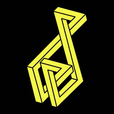 Optik illüzyon şekilleri. Geometri. Escher paradoksu. Optik sanat objesi. İmkansız şekiller. 