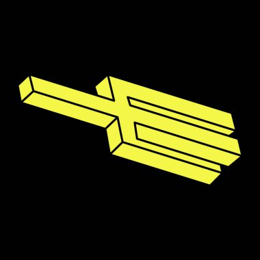 Optik illüzyon objesi. Escher paradoksu. İmkansız şekiller. Web tasarım elemanı. Çizgi tasarımı. Geometrik şekil. 