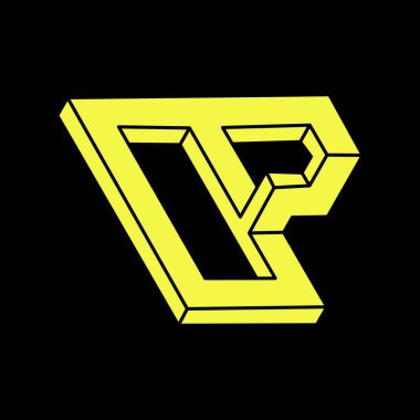 Optik illüzyon nesnesi, imkansız şekiller logo tasarımı. Geometri. Escher paradoksu. Optik sanat figürleri. 