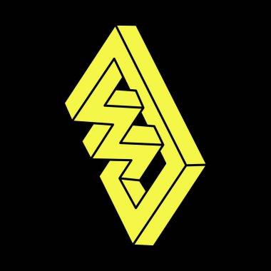 Optik illüzyon nesnesi, imkansız şekiller logo tasarımı. Escher paradoksu. Optik sanat. Kutsal geometri figürü. 