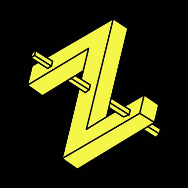 Optik illüzyon şekilleri. Optik sanat objesi. Kutsal geometri. Escher tarzı. İmkansız figür. 