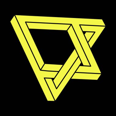 Optik illüzyon objesi. İmkânsız şekiller logo tasarımı. Optik sanat. Kutsal geometri figürü. Escher tarzı. 