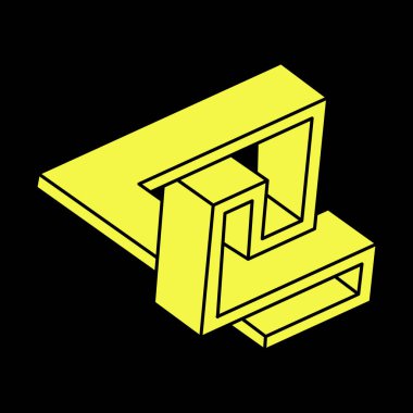 Optik illüzyon şekilleri. Optik sanat objesi. Escher paradoksu. İmkansız bir rakam. Geometri. 