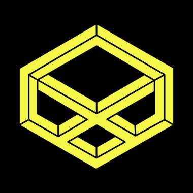 Optik illüzyon objesi. İmkansız şekiller. Geometrik şekiller. Escher tarzı. Web tasarım elemanı. Satır tasarımı. 