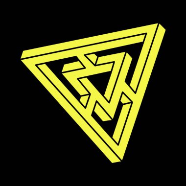 Optik yanılsama. İmkansız şekiller. Geometrik şekiller. Escher paradoksu. Soyut sonsuz geometrik nesne. İmkansız sonsuz özet. Optik sanat. 