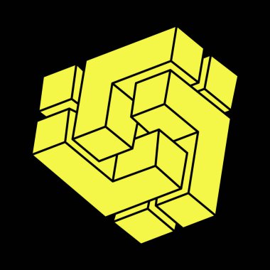 Optik yanılsama. İmkansız vektörü şekillendirir. Escher tarzı. Optik sanat objesi. Geometrik şekiller. 