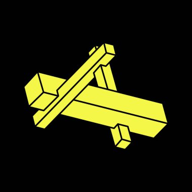 Optik yanılsama objeleri. İmkansız bir rakam. Çizgi tasarımı. Optik sanat. Geometrik şekiller. Escher tarzı. 