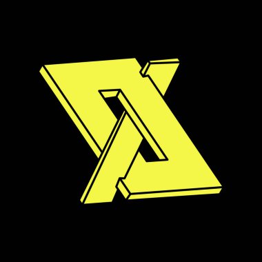 Optik illüzyon figürü. İmkansız nesneler. Çizgi geometrik şekiller. Optik sanat. Escher paradoksu. 