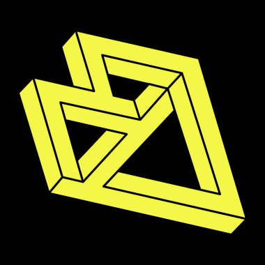 Optik illüzyon şekilleri. Kutsal geometri. Escher tarzı. Optik sanat objesi. İmkansız figür. 