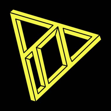 Optik yanılsama. İmkansız şekiller. Kutsal geometri figürleri. Soyut sonsuz geometrik nesne. İmkansız sonsuz özet. Optik sanat. Escher tarzı. 