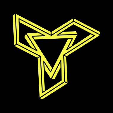 Optik illüzyon nesnesi, imkansız şekiller logo tasarımı. Geometri. Escher paradoksu. Optik sanat figürü. 