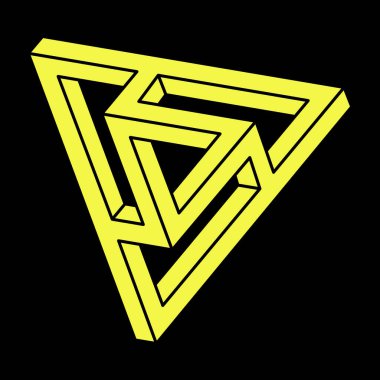 Optik illüzyon objesi. İmkansız şekiller. Web tasarım elemanı. Çizgi tasarımı. Optik sanat. Geometrik şekiller. Escher tarzı. 