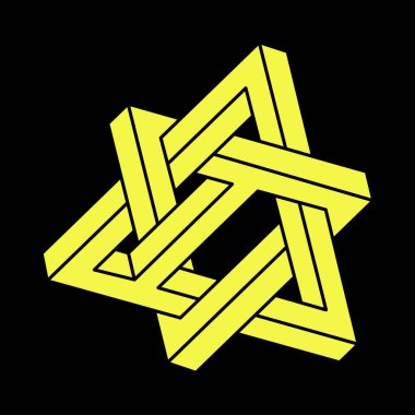 Optik illüzyon şekilleri. İmkansız bir nesne. 3 boyutlu illüstrasyon. Geometrik şekil. Escher tarzı. Optik sanat. 