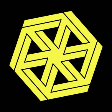 Optik illüzyon şekilleri. Escher paradoksu. Optik sanat objesi. İmkansız bir rakam. Geometri. 