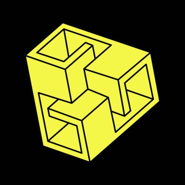 Optik illüzyon, imkansız şekiller vektör. Optik sanat objesi. Escher tarzı. Geometrik şekil. 