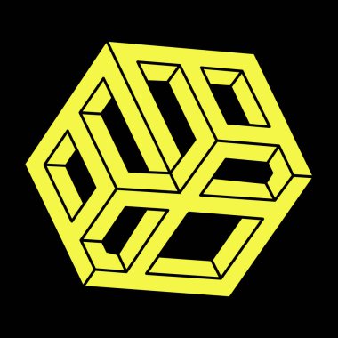 Optik illüzyon şekli. İmkansız altıgen. Çizgi tasarımı. Escher paradoksu. Optik sanat.