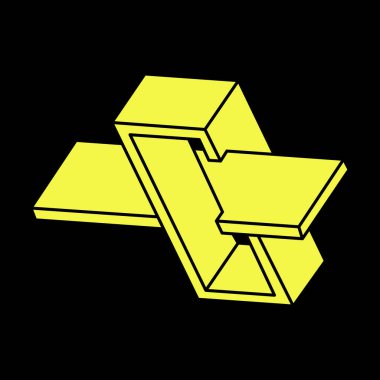 Optik illüzyon şekilleri. Optik sanat objesi. İmkansız rakamlar. Escher paradoksu. Gerçekdışı geometrik nesneler. 