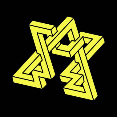 Optik illüzyon şekilleri. Optik sanat objesi. Escher paradoksu. İmkansız rakamlar. Geometri. 