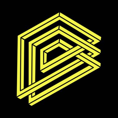 Optik illüzyon şekilleri. Optik sanat objesi. Geometri. İmkansız rakamlar. Çizgi çalışması. Escher tarzı. 