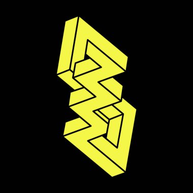 Optik illüzyon şekilleri. Geometri Optik Sanat Nesnesi. Escher tarzı. İmkansız şekiller. 