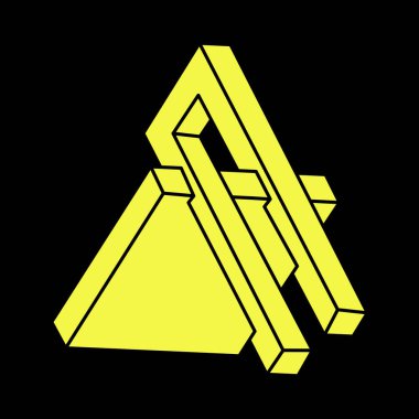 Optik illüzyon şekilleri. Escher tarzı. Optik sanat objesi. İmkansız rakamlar. Çizgi çalışması. Geometri. 