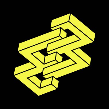 Optik illüzyon şekilleri. Optik sanat objesi. İmkansız rakamlar. Escher tarzı. Geometri. 