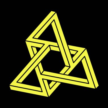 Optik yanılsama. İmkansız şekiller, vektör. Optik sanat objesi. Escher paradoksu. Kutsal geometri figürleri. 