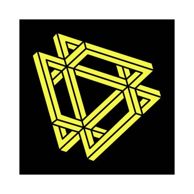 Optik illüzyon objesi. Geometri. Escher tarzı. İmkânsız şekiller logo tasarımı. Optik sanat figürü. 