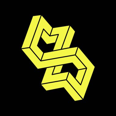 Optik illüzyon figürü. İmkansız nesneler. Çizgi geometrik şekiller. Escher tarzı. 