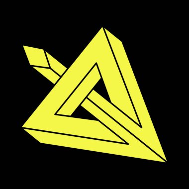 Optik yanılsama objeleri. İmkansız şekiller. Çizgi tasarımı. Siyah bir arka planda izole edilmiş. Vektör çizimi. Optik sanat. Escher paradoksu. 