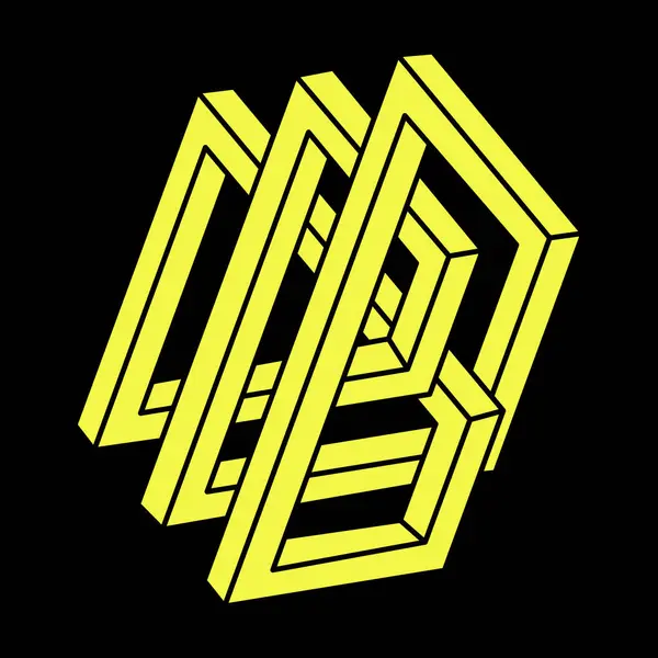 Optik illüzyon şekilleri. Geometri. Escher paradoksu. Optik sanat objesi. İmkansız şekiller. 