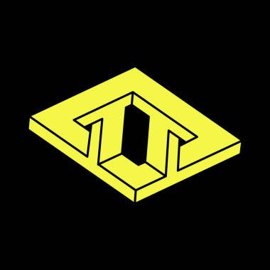 Optik illüzyon objesi. İmkansız şekiller. Kutsal geometri figürleri. Optik sanat. Escher tarzı. 