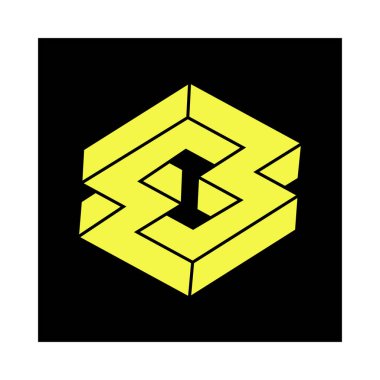 İmkânsız optik illüzyon şekilleri. Optik sanat objesi. İmkansız rakamlar. Escher tarzı. Geometri. 