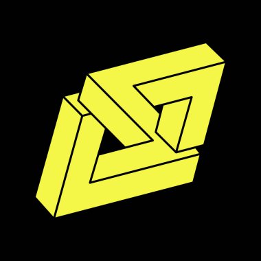 Optik illüzyon figürü. İmkansız nesneler. Çizgi geometrik şekiller. Escher tarzı. 