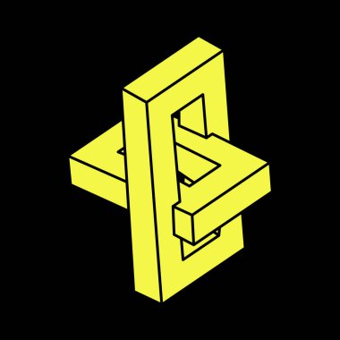 İmkansız şekiller, optik yanılsama, vektör. Optik sanat objesi. Geometrik şekil. Escher tarzı. 