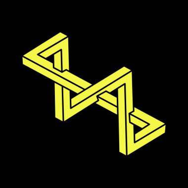 Optik illüzyon figürü. Soyut sonsuz geometrik nesne. İmkansız sonsuz özet. Çizgi çalışması. Optik sanat. İmkansız geometri şekilleri. Escher tarzı. 