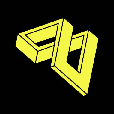 İmkânsız şekiller logo tasarımı, optik illüzyon objesi. Optik sanat. Kutsal geometri figürü. Escher paradoksu. 