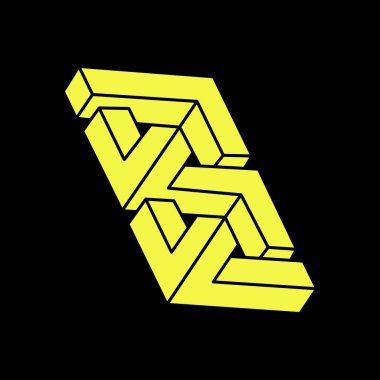 Optik illüzyon şekilleri. Optik sanat objesi. İmkansız rakamlar. Çizgi çalışması. Gerçekdışı geometrik nesneler. Escher paradoksu. 