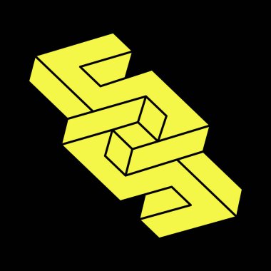 Optik illüzyon figürleri. İmkansız nesneler. Çizgi geometrik şekiller. Escher paradoksu. 