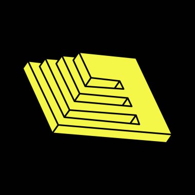 Optik yanılsama, vektör. Optik sanat objeleri. Geometrik şekiller. İmkansız şekiller. Escher tarzı. 