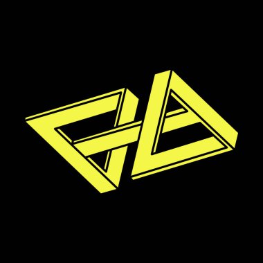 Optik yanılsama. İmkansız şekiller. Kutsal geometri figürü. Optik sanat objesi. Escher tarzı. 