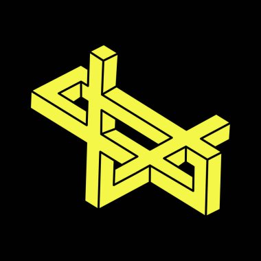 Optik yanılsama objeleri. Escher paradoksu. İmkansız şekiller. Web tasarım elemanı. Satır tasarımı. 