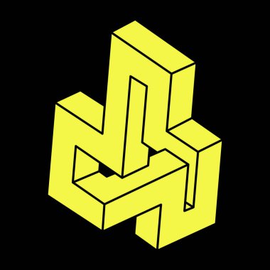 Optik illüzyon şekilleri. Optik sanat objeleri. İmkansız rakamlar. Çizgi çalışması. Geometri. Escher paradoksu. 