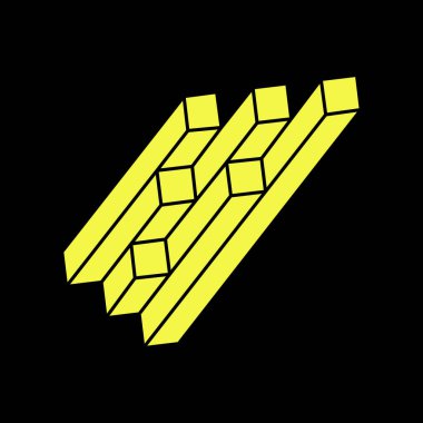 Optik illüzyon objesi. İmkânsız şekiller logo tasarımı. Optik sanat figürü. Escher paradoksu. 