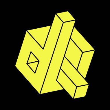 Optik yanılsama objeleri. Optik sanat. İmkânsız şekiller logo tasarımı. Kutsal geometri figürleri. Escher tarzı. 