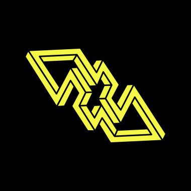 Optik illüzyon objesi. İmkânsız şekiller logo tasarımı. Optik sanat. Kutsal geometri figürleri. Escher tarzı. 