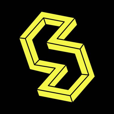 Optik illüzyon objesi. İmkânsız şekiller logo tasarımı. Optik sanat. Kutsal geometri figürleri. Escher paradoksu. 