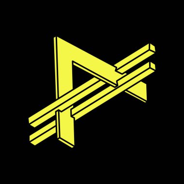 Optik illüzyon şekilleri. Soyut sonsuz geometrik nesne. İmkansız sonsuz taslak figürü. İmkansız geometri sembolü. Optik sanat. Escher tarzı. 